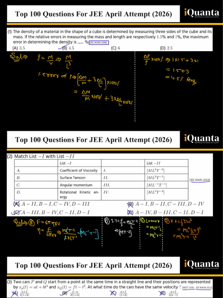 100 Questions JEE (Sol) | PDF
