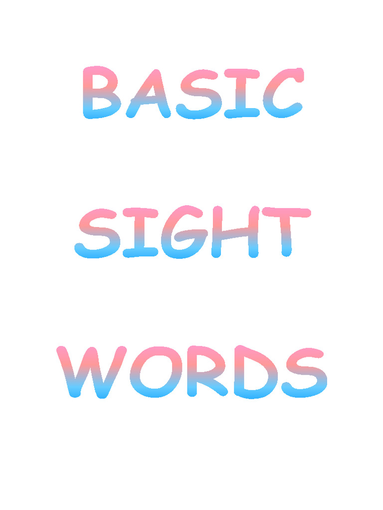 Basic Sight Words | PDF