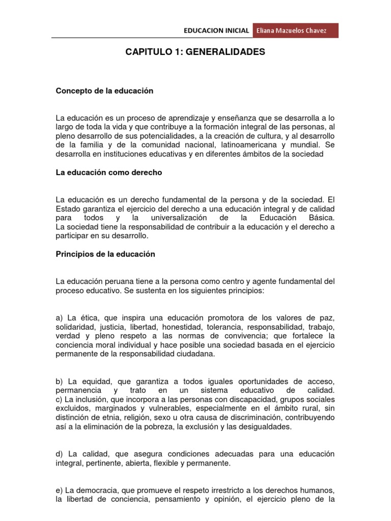 Principios de la Educación Inicial en Perú | PDF | Jardín de infancia ...