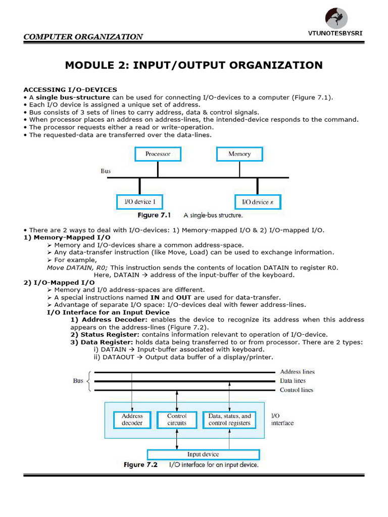 Unit4 IO Organization | PDF | Input/Output | Central Processing Unit