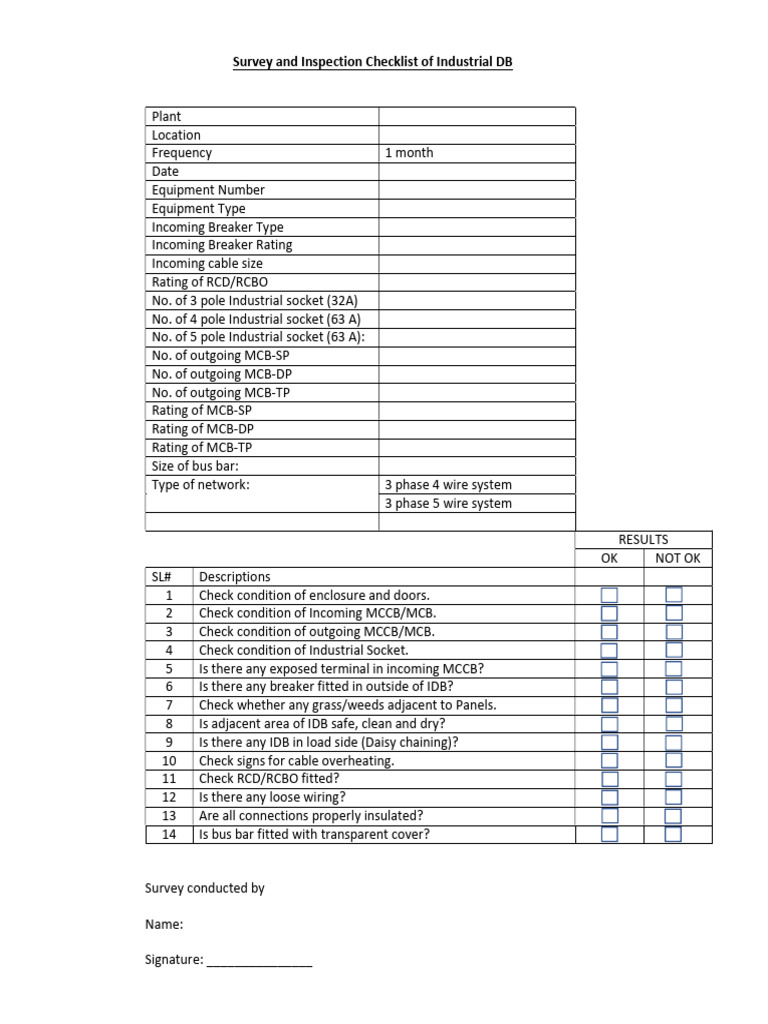 Survey and Inspection Checklist of IDB | PDF