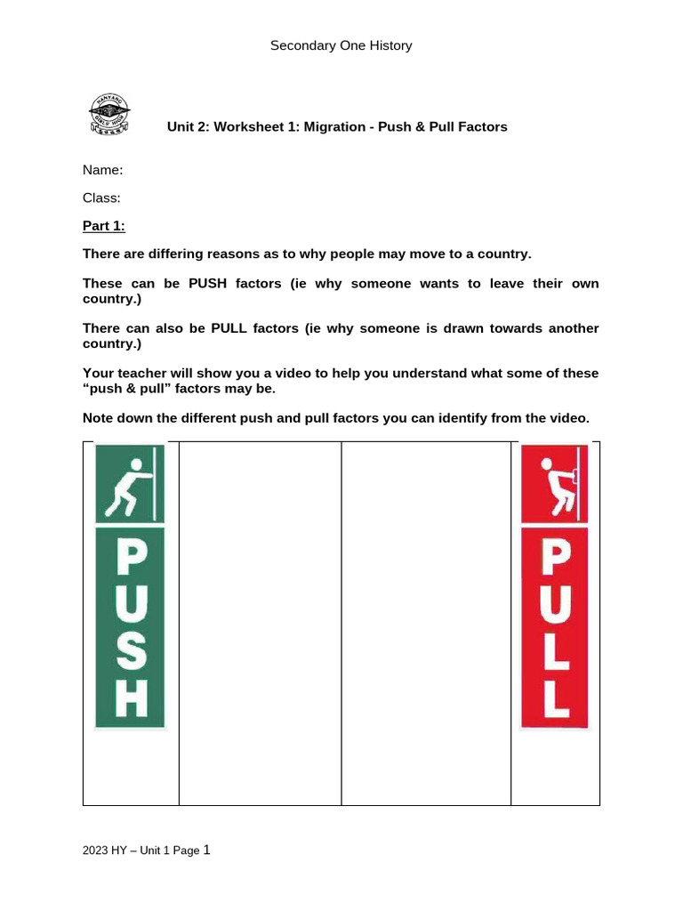 (2024) Unit 2 Lesson 1 Push & Pull | PDF | Human Migration | Famine
