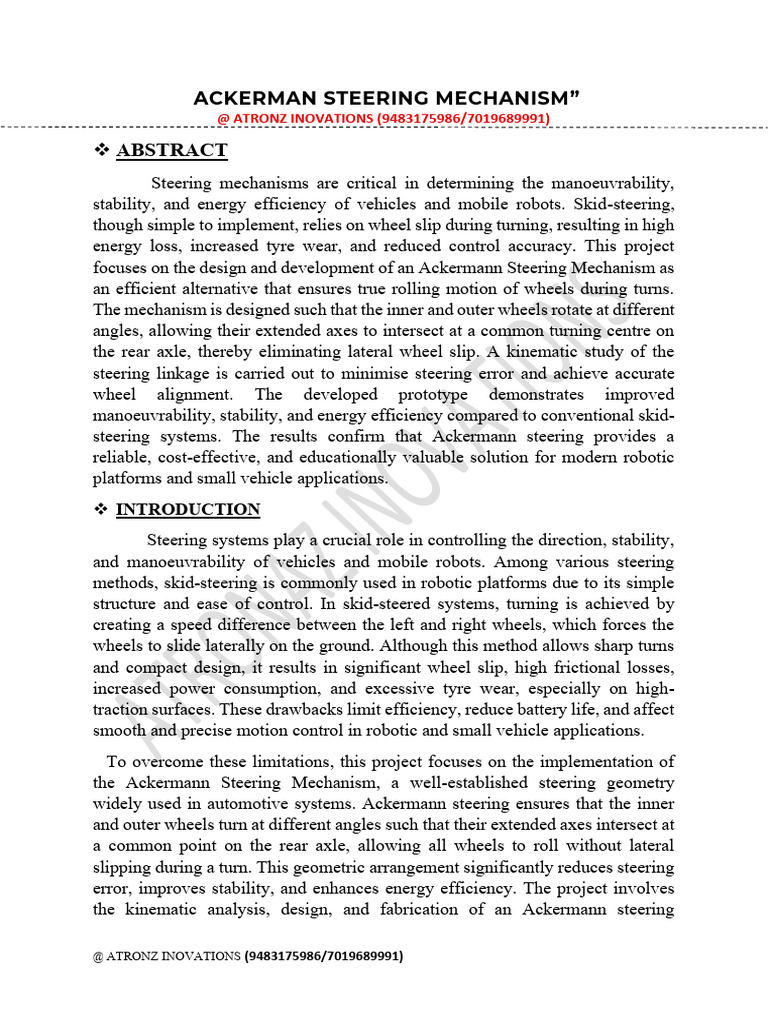Ackerman Steering Mechanism" | PDF | Steering | Wheel