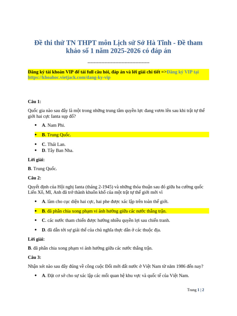 De Thi Thu Tot Nghiep THPT Lich Su 2025 2026 So Ha Tinh de Tham Khao So ...