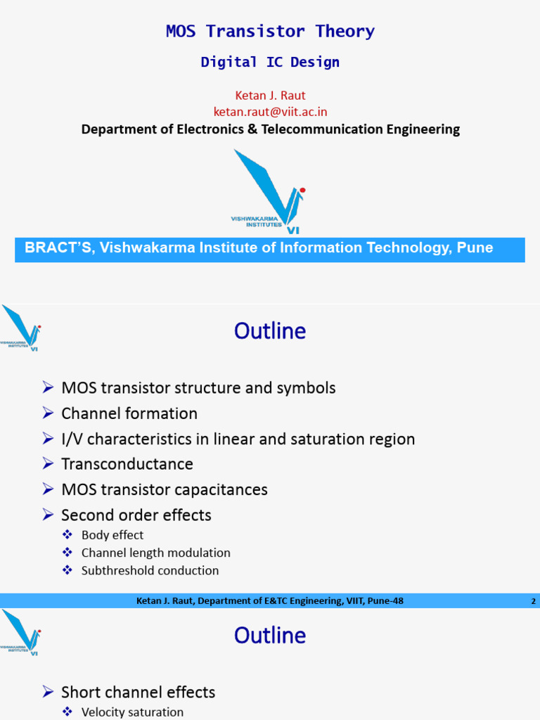 Unit 1 MOS Transistor Theory Revised 12 Feb 23 | PDF | Mosfet ...