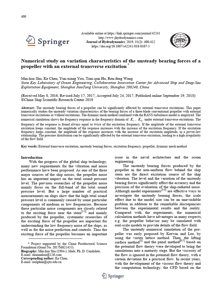 Numerical Study On Variation Characteristics of The Unsteady Bearing ...