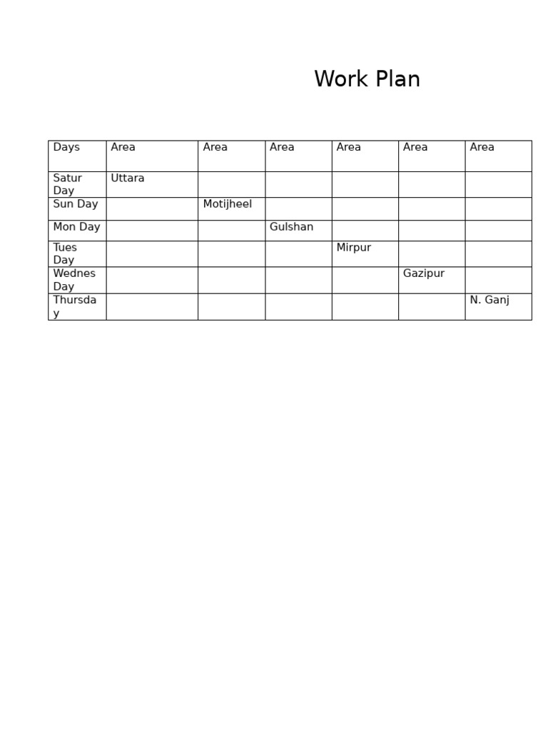 Weekly Work Plan | PDF