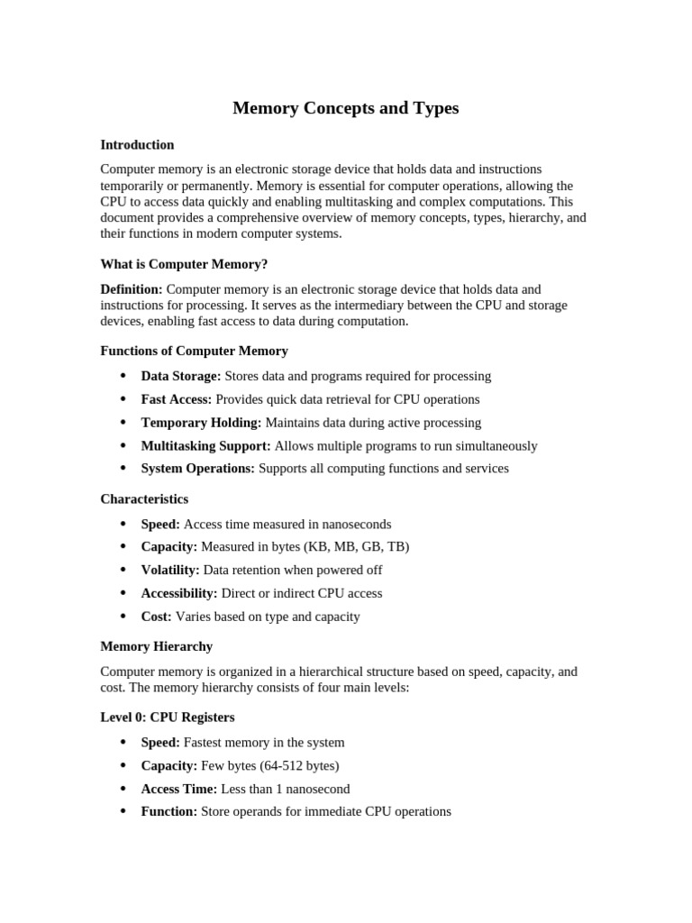3-Memory Concepts and Types | PDF | Computer Data Storage | Random ...
