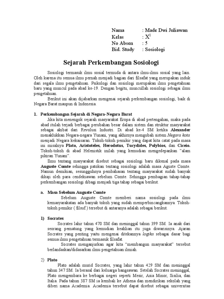 Sejarah Sosiologi