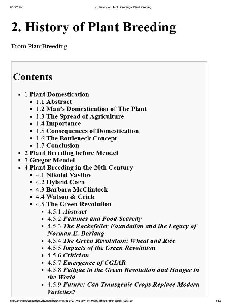 History of Plant Breeding | PDF | Green Revolution | Plant Breeding