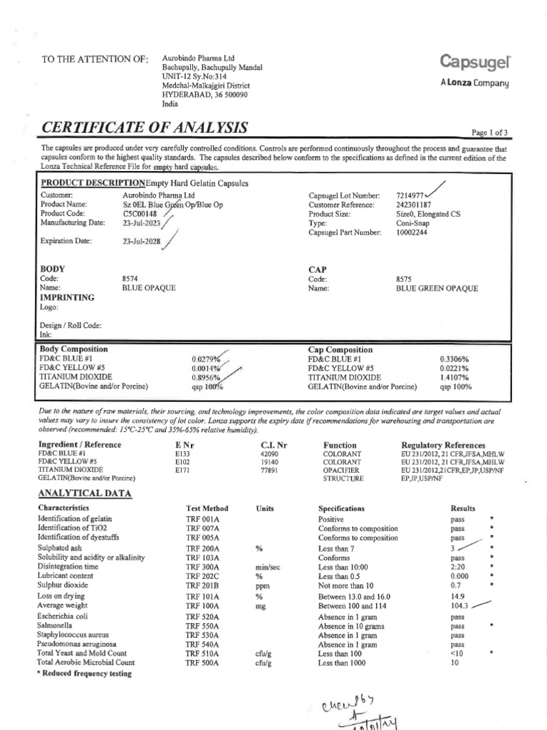 COA Capsules | PDF