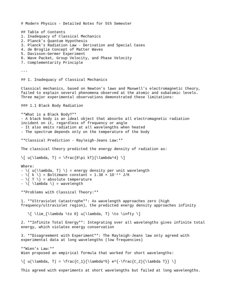 Modern Physics Notes | PDF