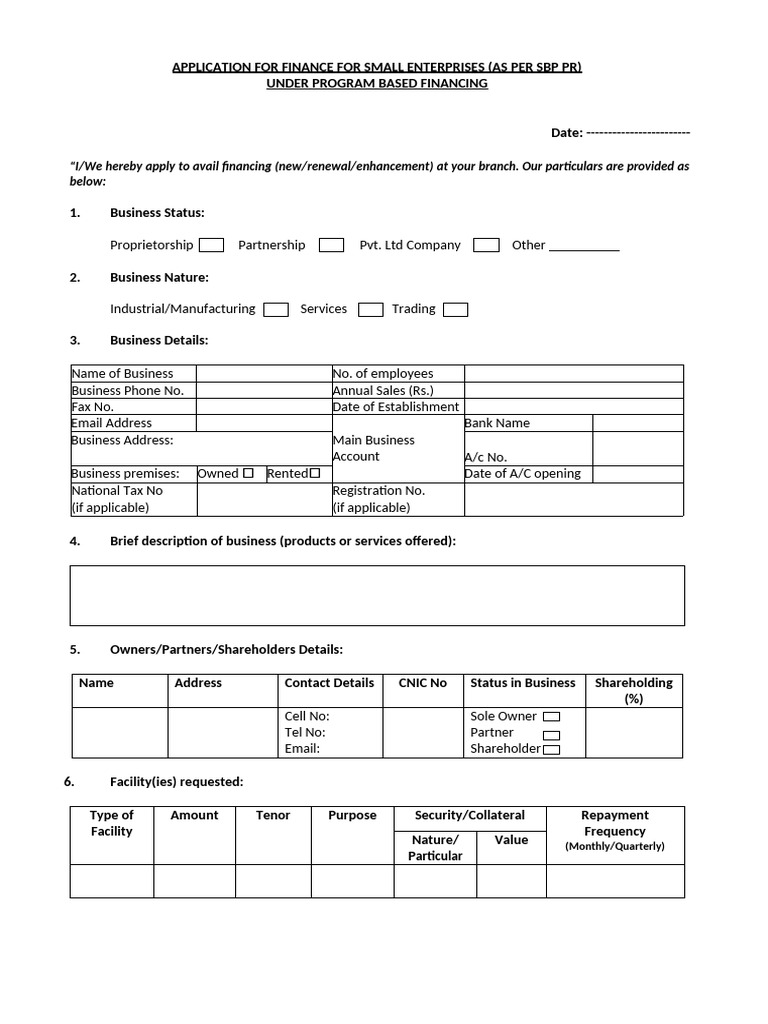 Sample Loan Application Form For Small Enterprises 2018 | PDF