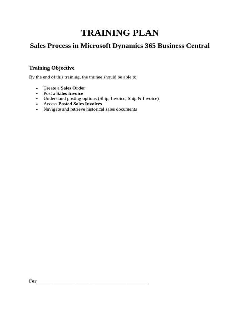 Training Plan | PDF | Invoice | Inventory