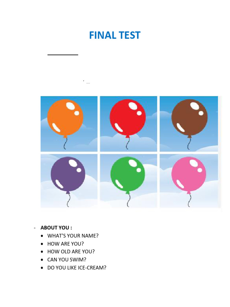 Final Test - Up Starter | PDF