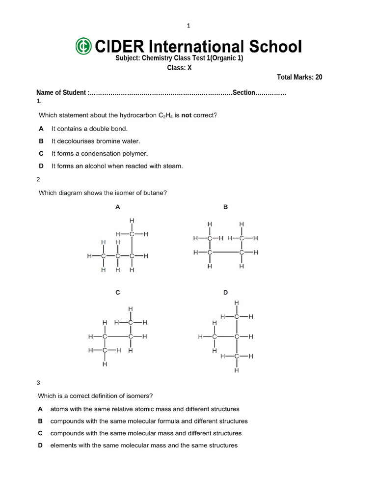 Class Test 1 Grade-XB | PDF