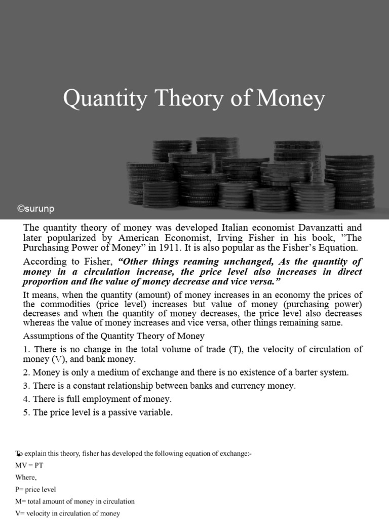 Quantity Theory of Money | PDF | Money | Value (Economics)
