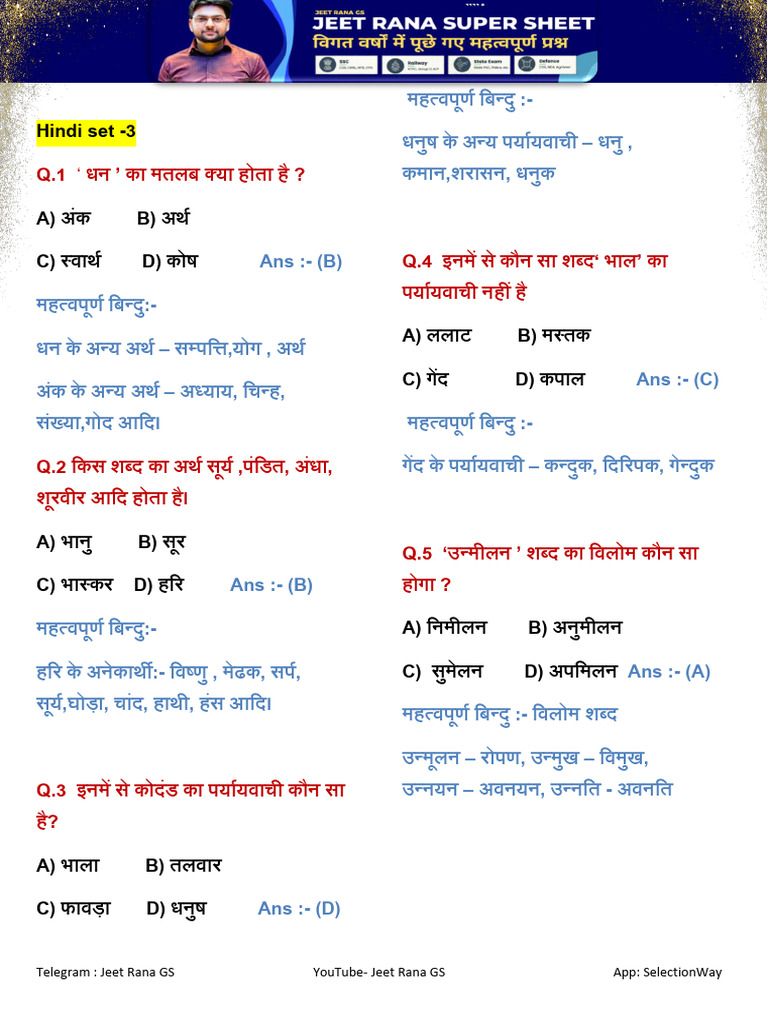 Hindi Set 3 | PDF