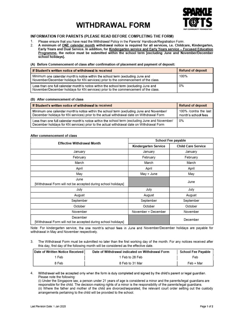 PCFSP Withdrawal Form 1 Jan 2025 - BV54 | PDF | Payments | Social ...