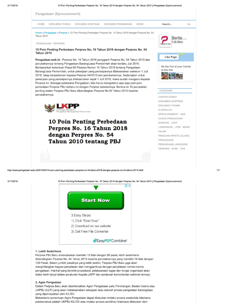 10 Point Penting Perbedaan Perpres Barjas | PDF