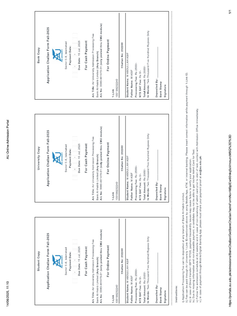 Challan Form | PDF