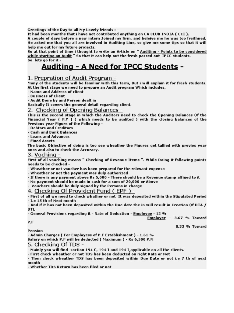 Essential Audit Tips for IPCC Students | PDF | Audit | Payments