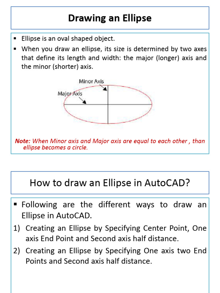 AUTOCAD Lecture - Draw Panel-3 | PDF | Ellipse | Circle