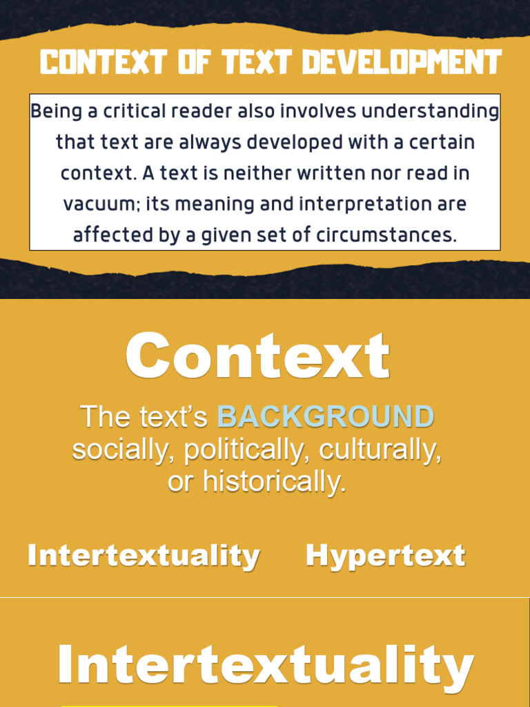 Lesson 6 Context of Text Development | PDF | Intertextuality | Human ...