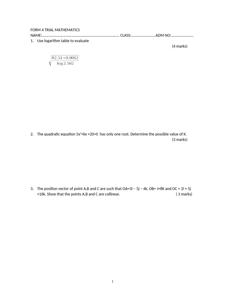 Math 2026 Term 1 | PDF | Arithmetic | Logarithm
