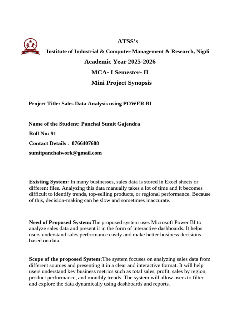 Mini Project Synopsis Format | PDF