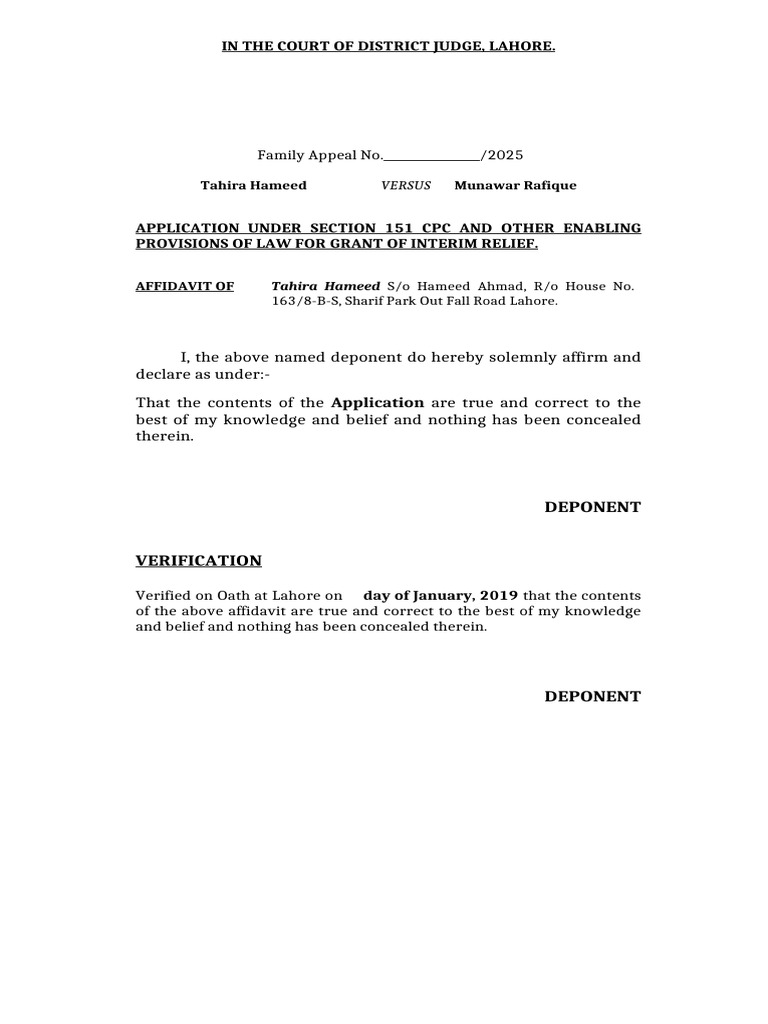 Interim Affidavit | PDF