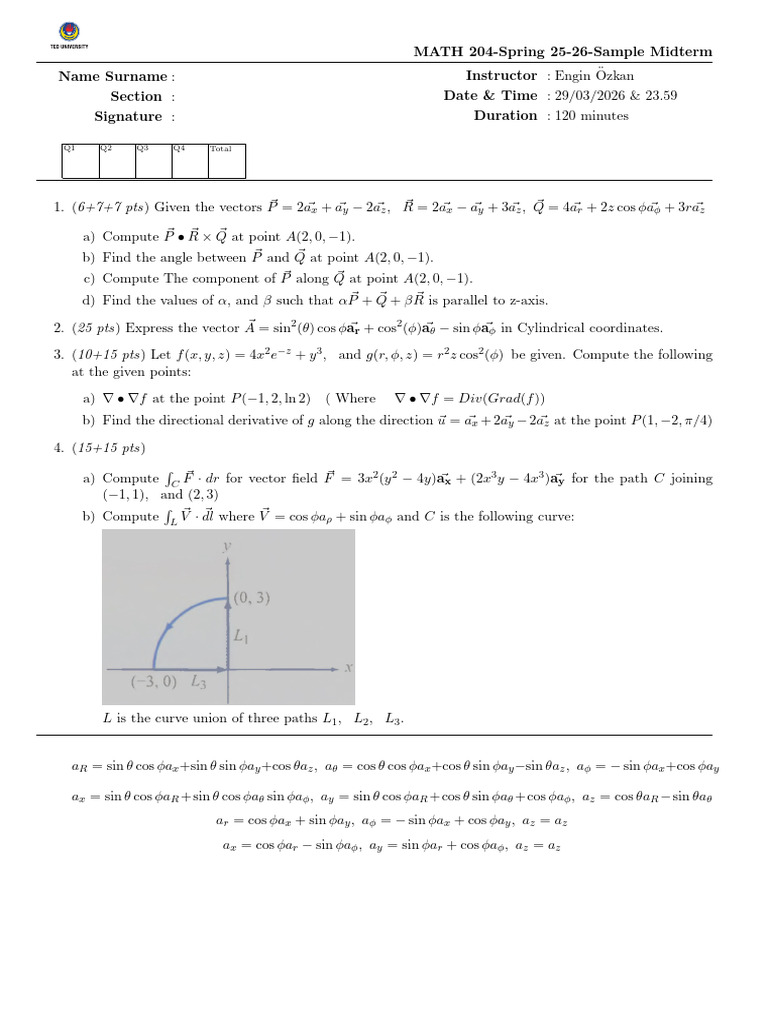 Math204 Sample MDT 1 | PDF