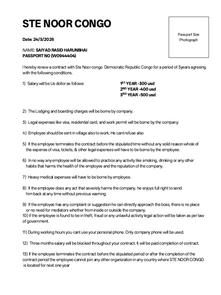 Saiyad Rasid Contract | PDF