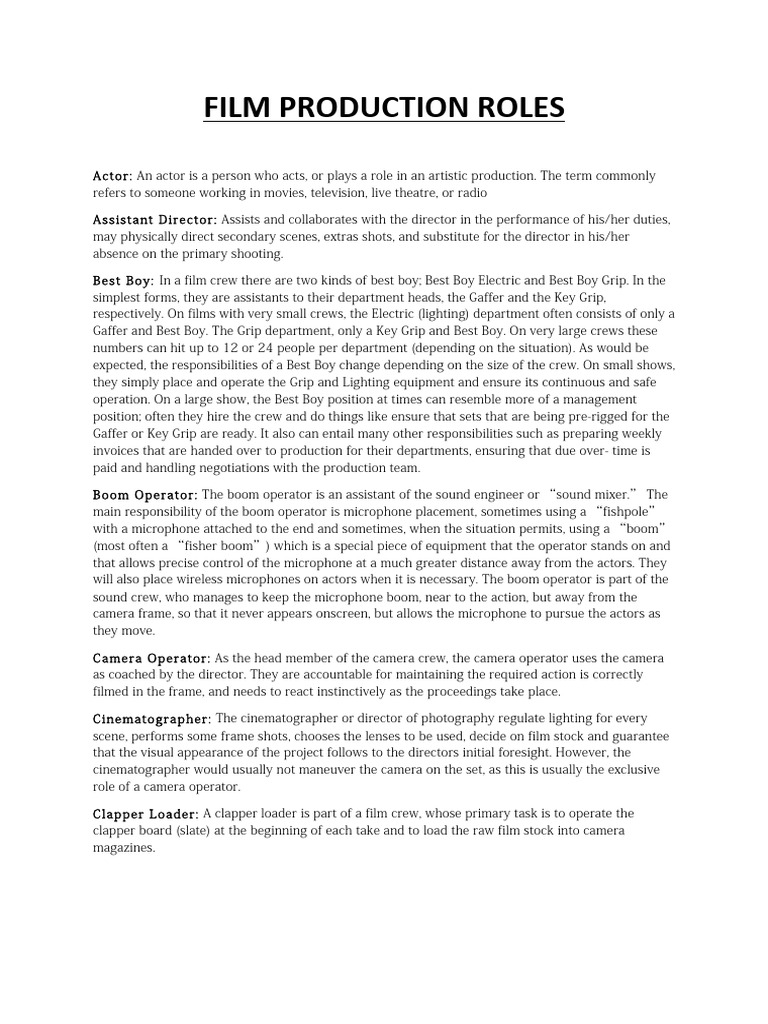 Film Production Roles | PDF