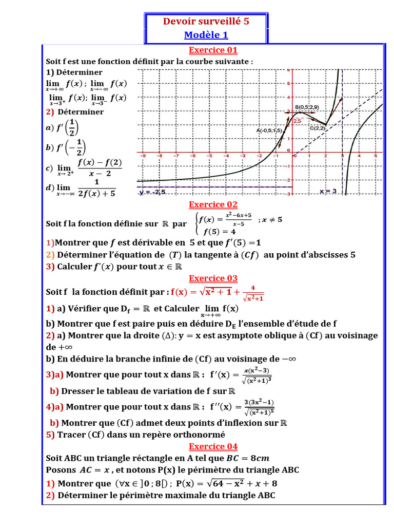 Devoir 5 1bac SM Modèle 1 Correction | PDF