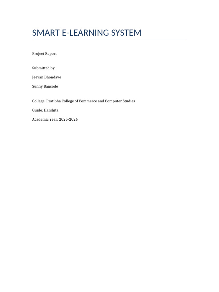 Smart E Learning System Project Report | PDF