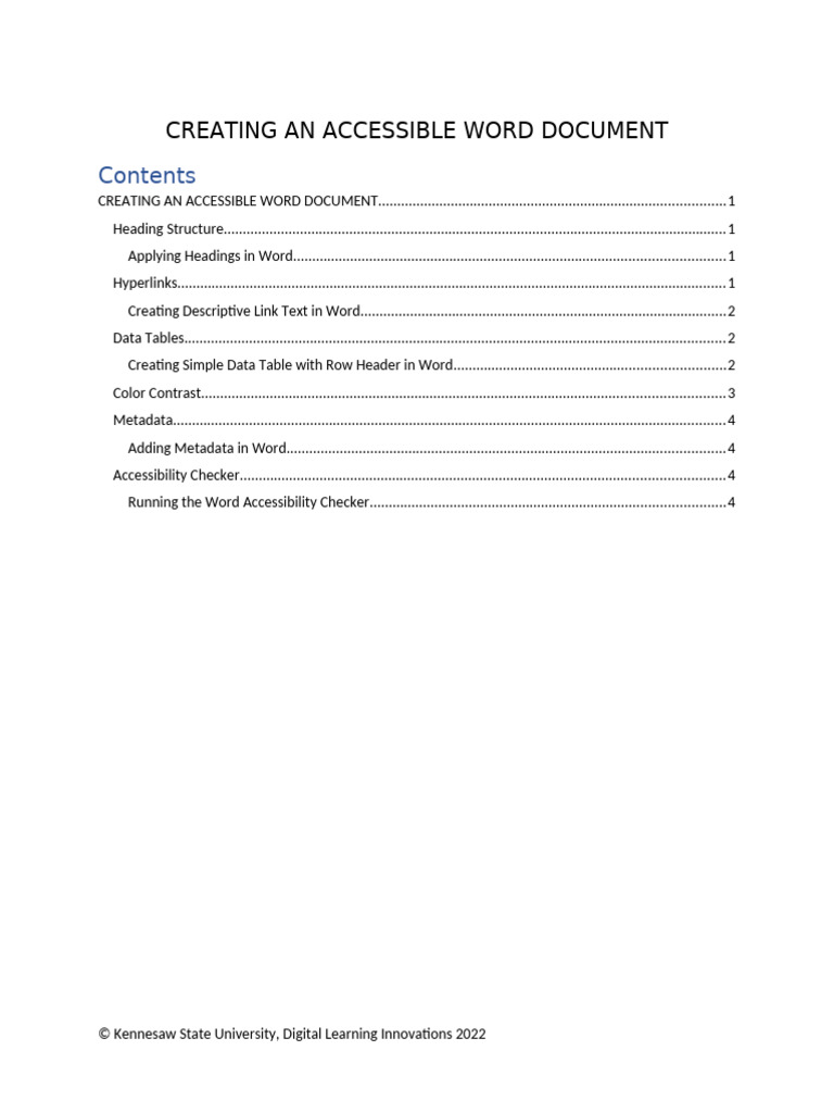 Creating An Accessible Word Document | PDF | Hyperlink | Metadata