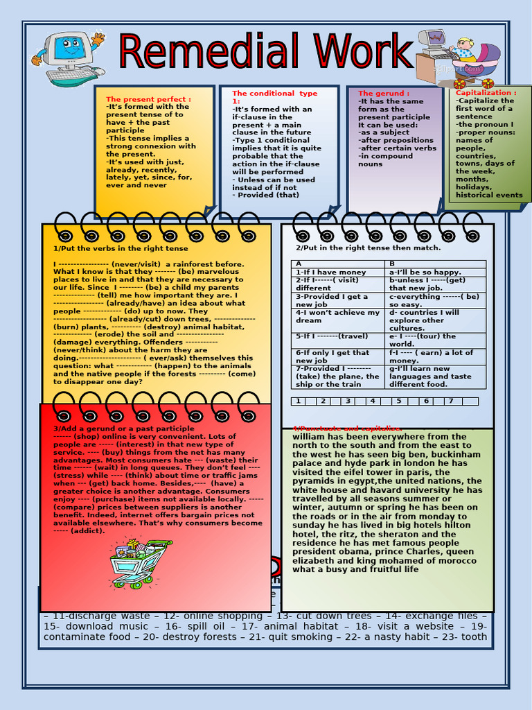 Remedial Work On The Present Perfect, The Conditional, The Gerund | PDF ...