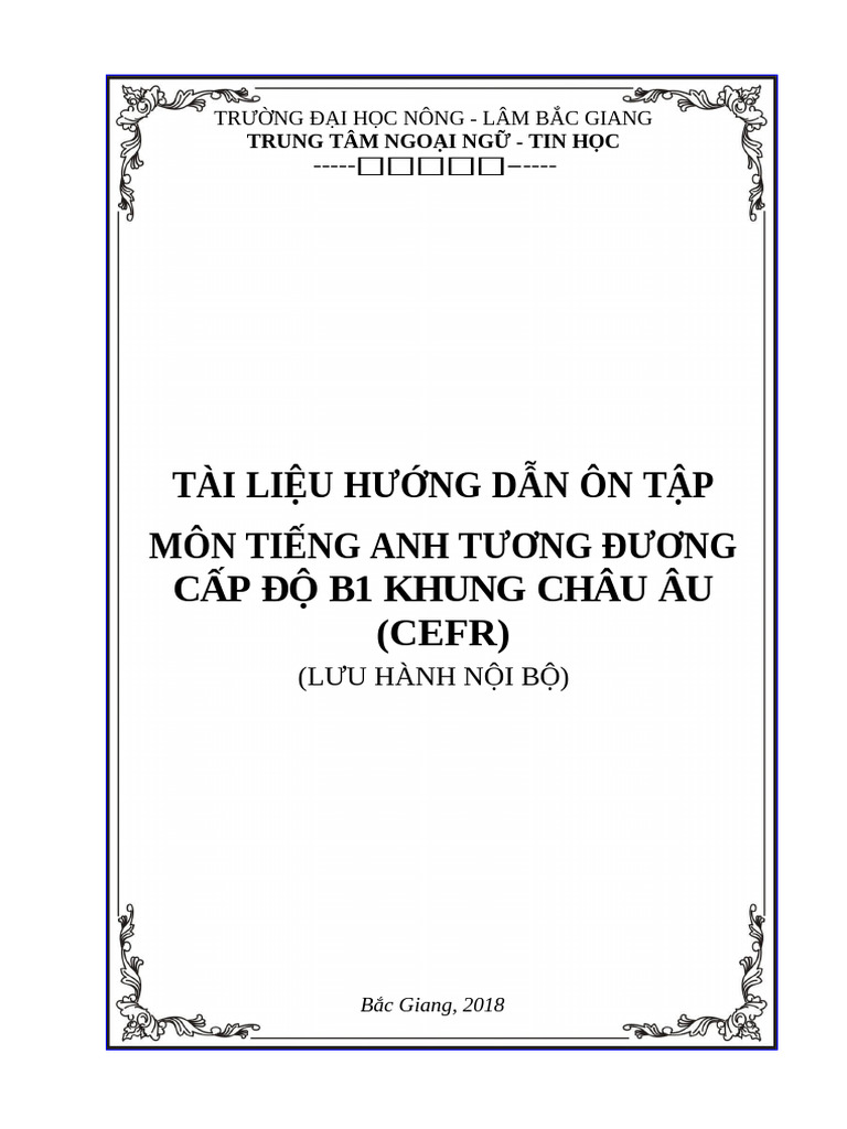 Tai Lieu Huong Dan On Thi Tieng Anh B1 Cho Thac Sy | PDF