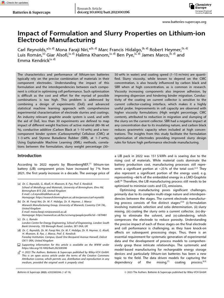 Batteries Supercaps - 2023 - Reynolds - Impact of Formulation and ...