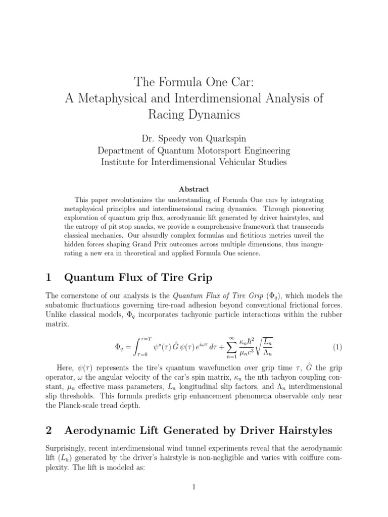 The Formula One Car A Metaphysical and Interdimens-0f606580 | PDF ...