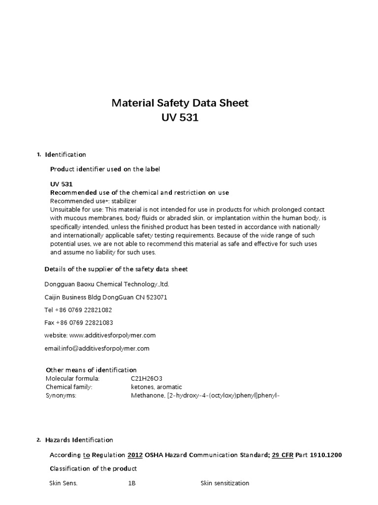 Uv 531 | PDF | Toxicity | Firefighting