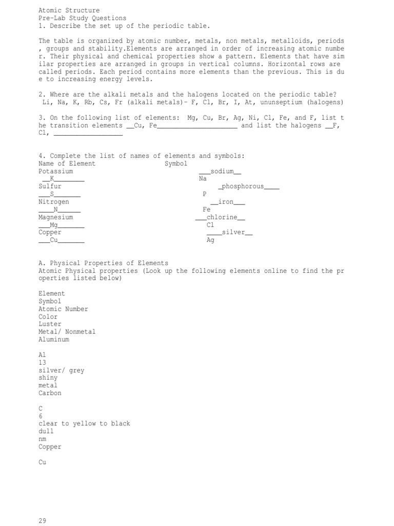 Atomic Structure and Periodic Table Overview | PDF | Chemical Elements ...