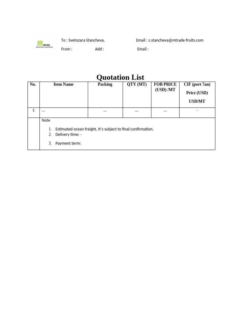 Quotation Blueberries | PDF