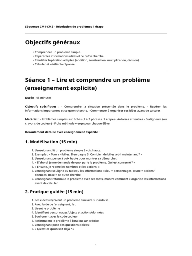 Séance 1 | PDF