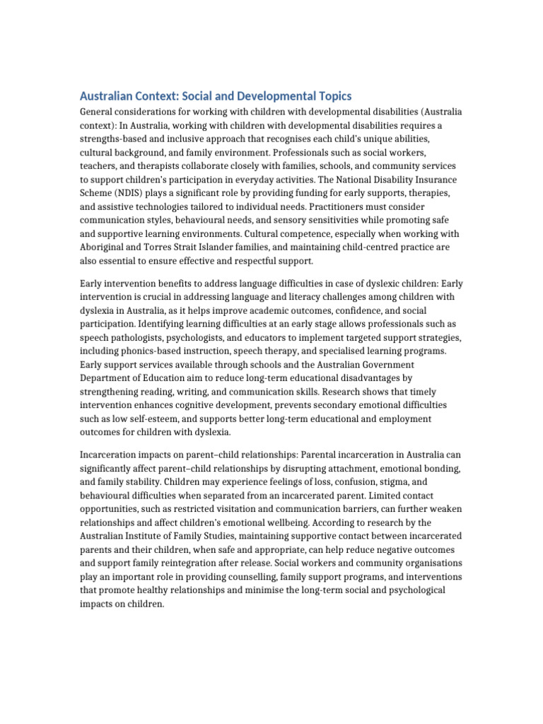 Australian Social Development Topics | PDF