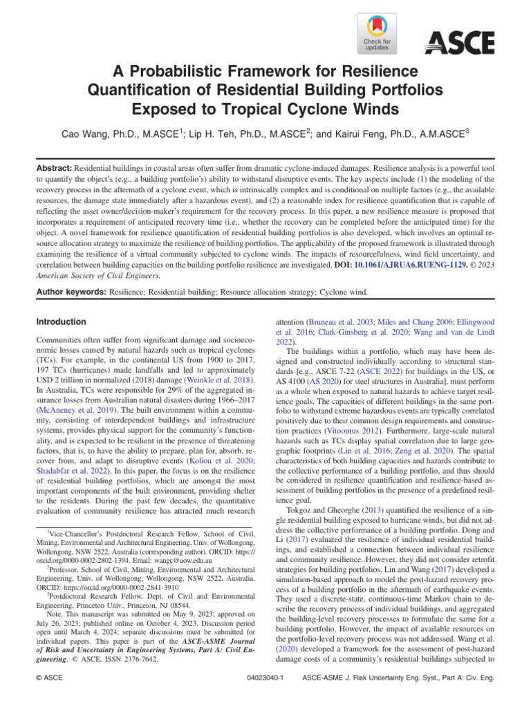 A Probabilistic Framework For Resilience | PDF | Natural Disasters ...