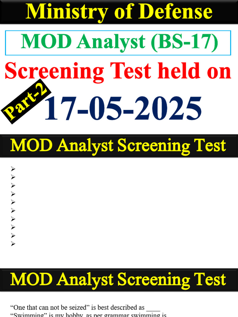 MOD Analyst Screening Test Solution (Paper Held On 17-05-2025) Part 2 | PDF