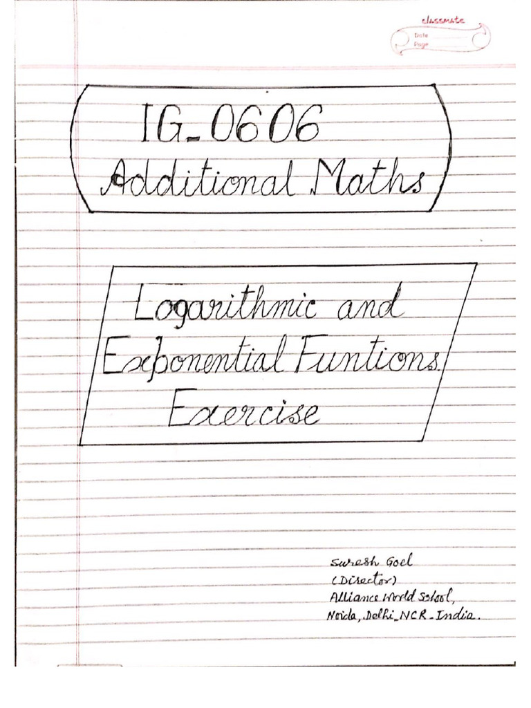 Ig 0606 Logarithmic and Exponential Function Exercise | PDF