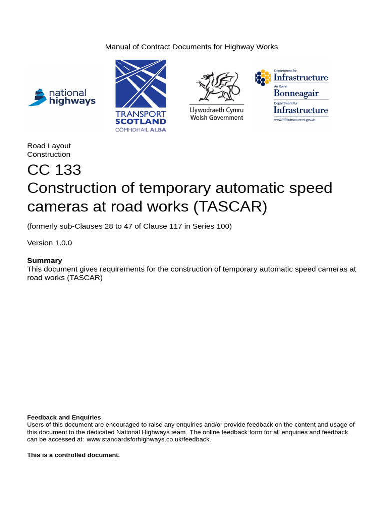 CC 133 Construction of Temporary Automatic Speed Cameras at Road Wo ...